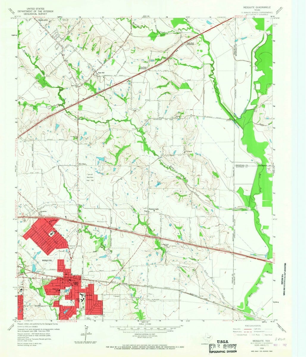 1959 Mesquite, TX  - Texas - USGS Topographic Map