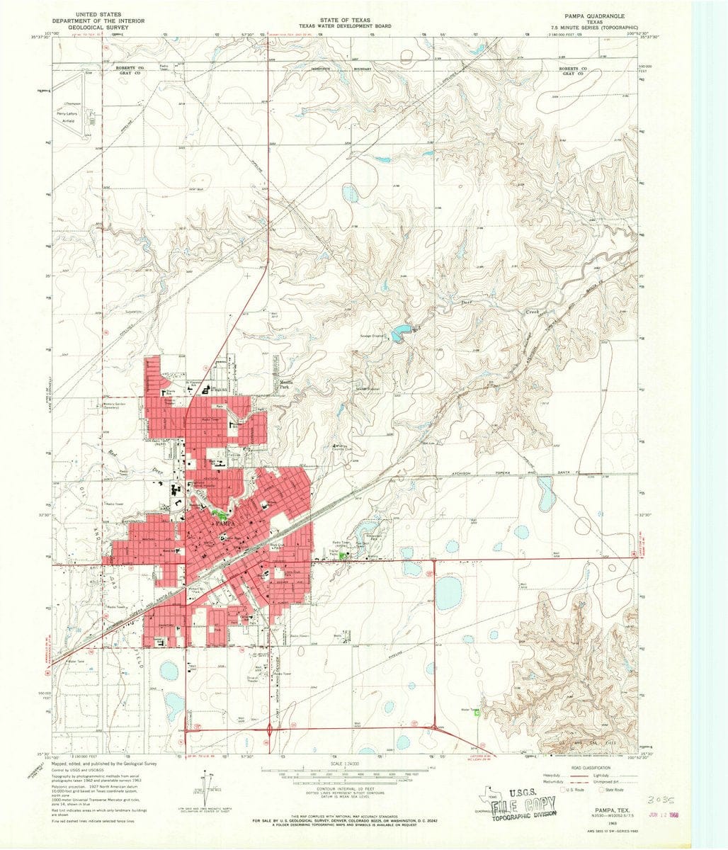 1963 Pampa, TX  - Texas - USGS Topographic Map