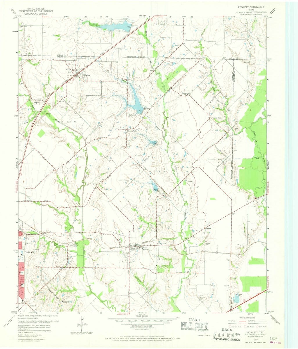 1959 Rowlett, TX  - Texas - USGS Topographic Map