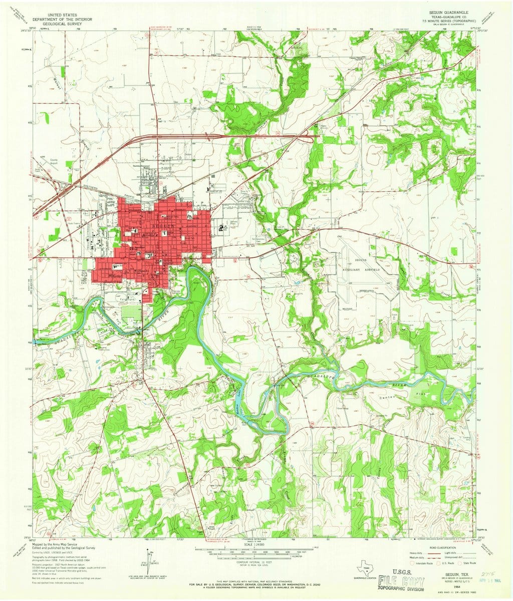 1964 Seguin, TX  - Texas - USGS Topographic Map