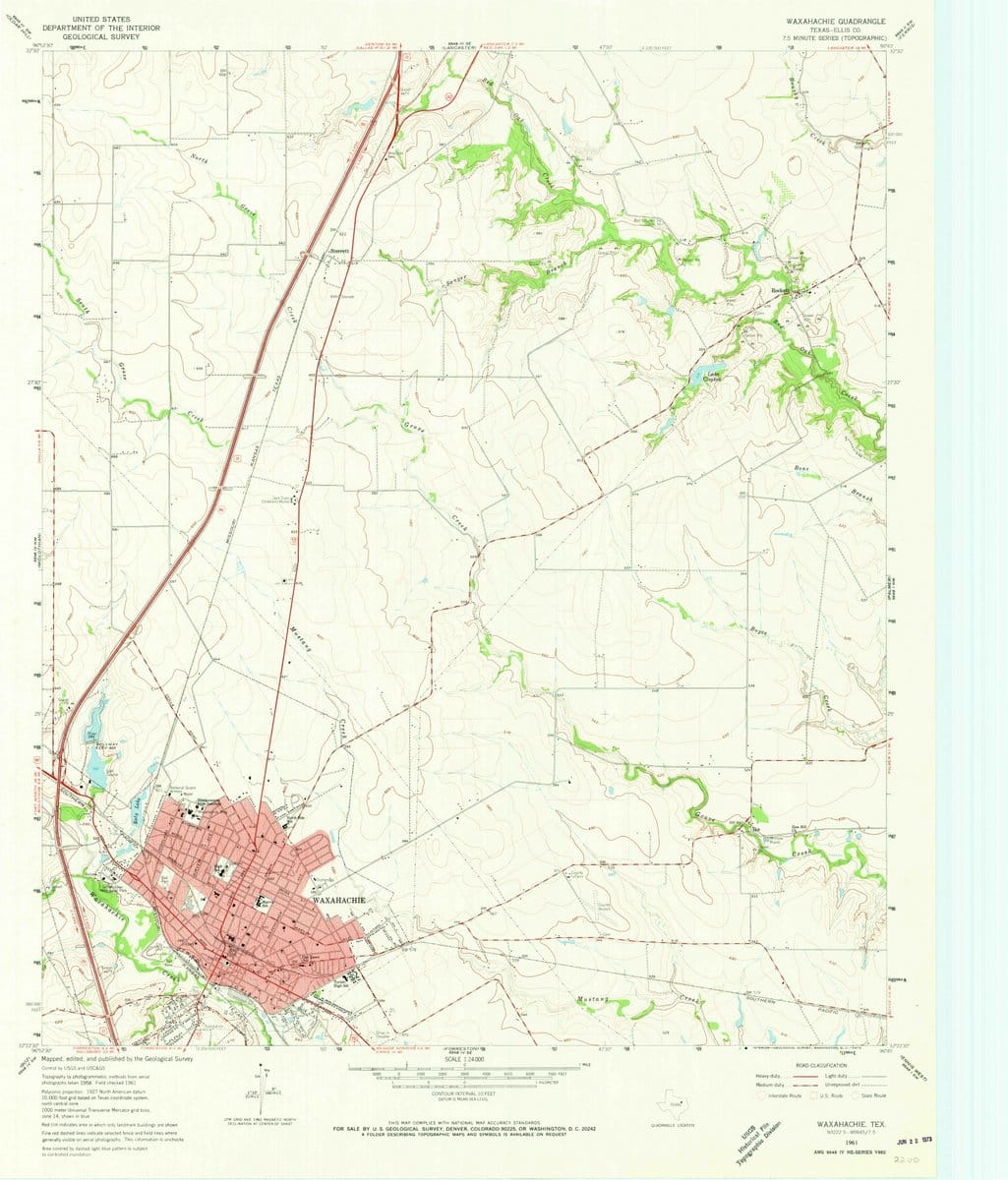 1961 Waxahachie, TX  - Texas - USGS Topographic Map