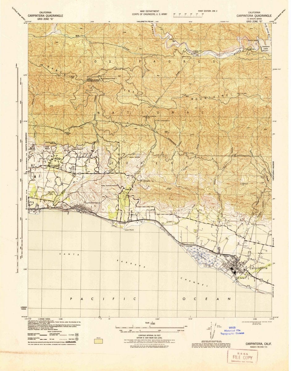 1944 Carpinteria, CA  - California - USGS Topographic Map