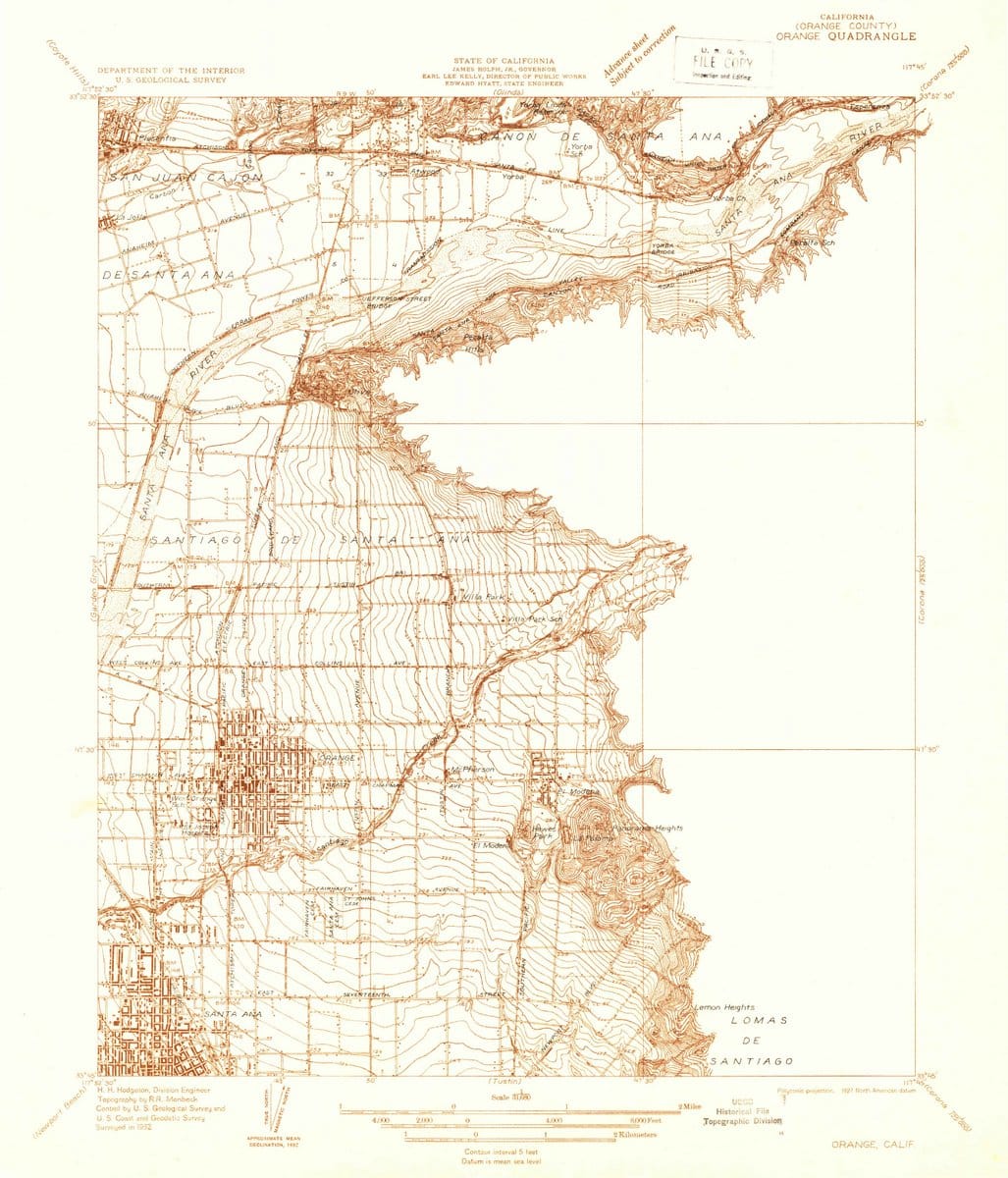1932 Orange, CA  - California - USGS Topographic Map