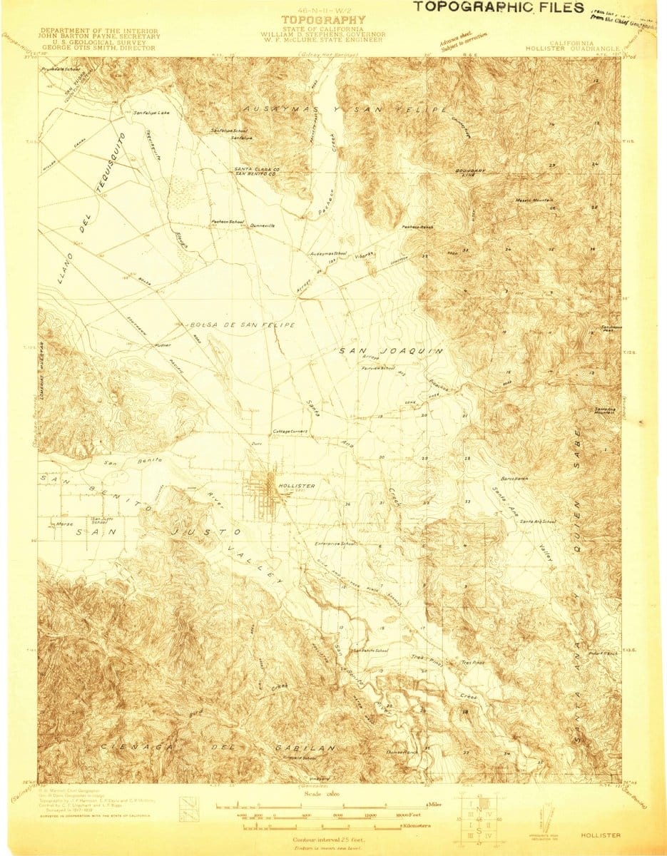 1919 Hollister, CA  - California - USGS Topographic Map