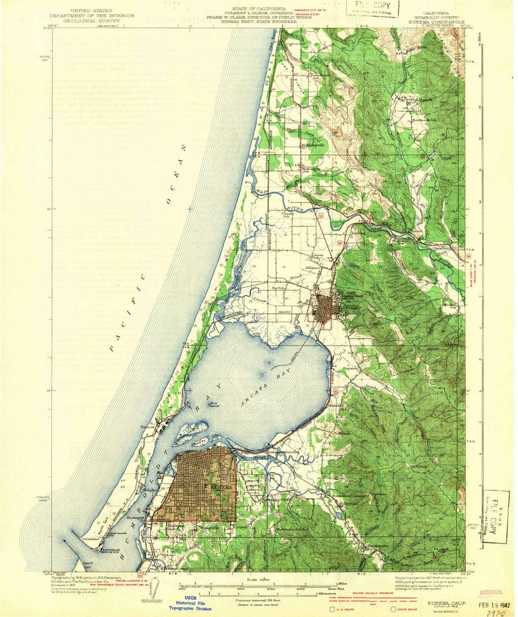 1942 Eureka, CA  - California - USGS Topographic Map