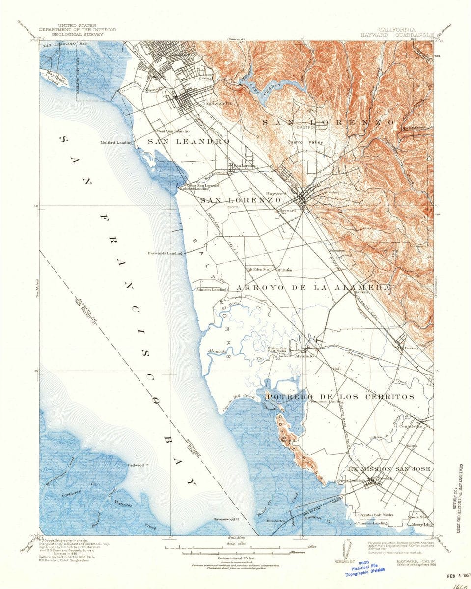 1915 Hayward, CA  - California - USGS Topographic Map