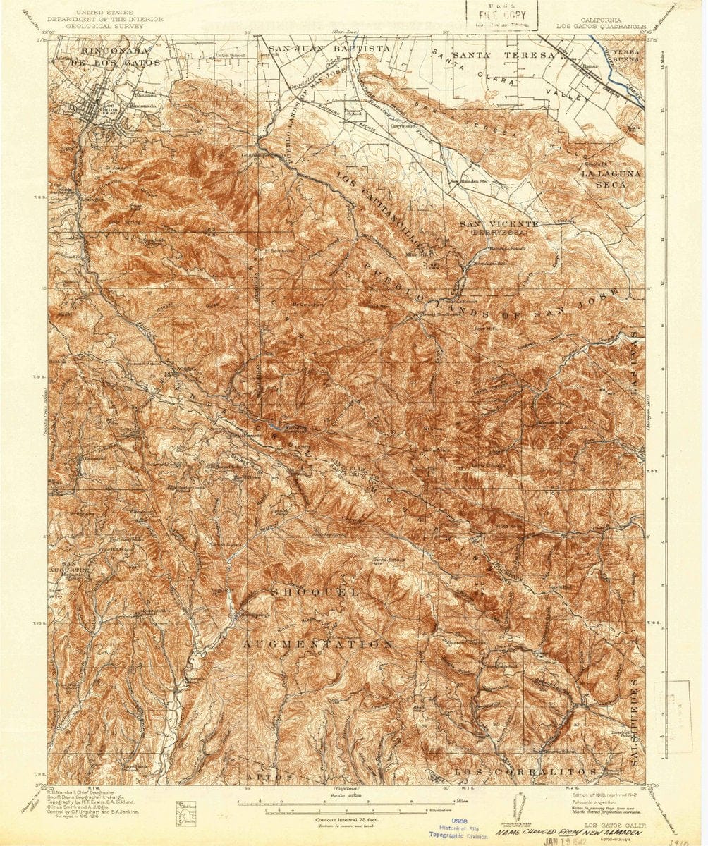 1919 Los Gatos, CA  - California - USGS Topographic Map