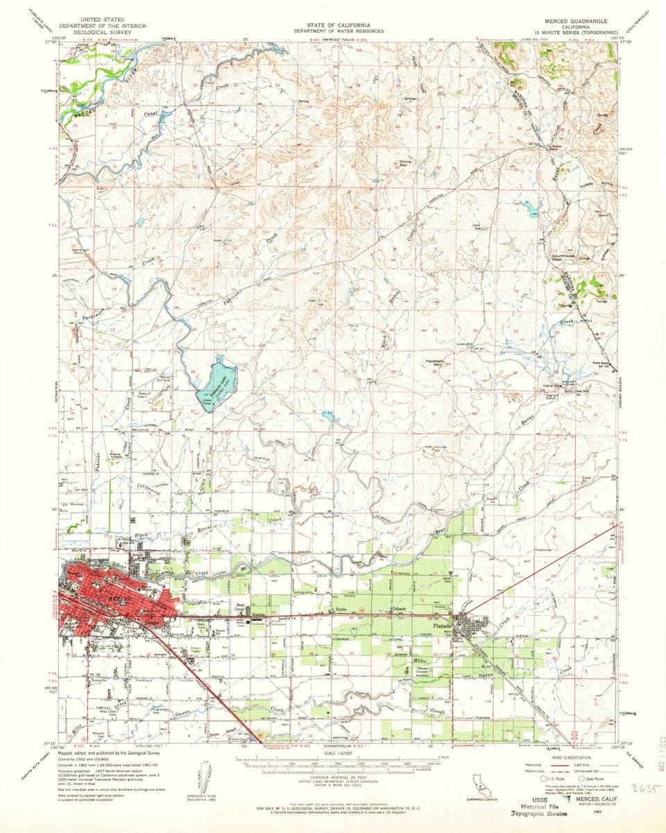1962 Merced, CA  - California - USGS Topographic Map