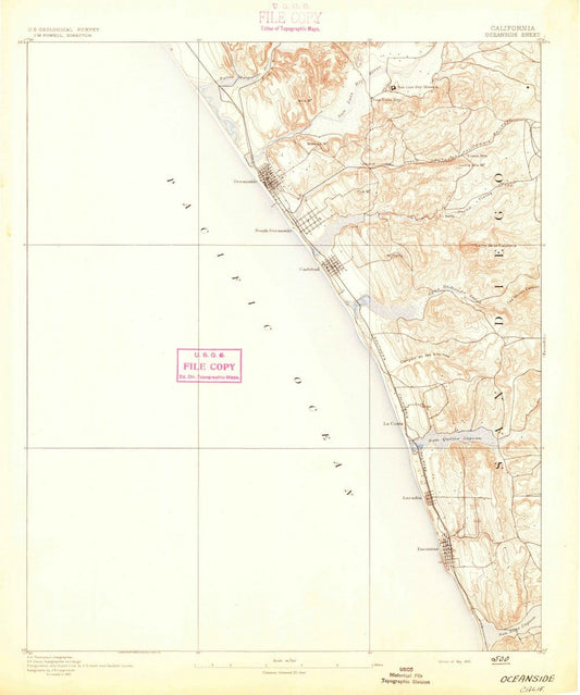 1893 Oceanside, CA  - California - USGS Topographic Map
