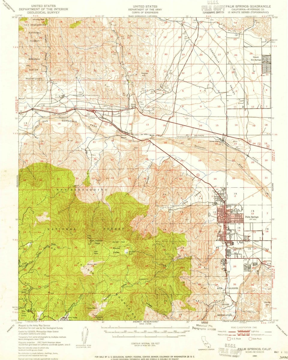 1940 Palm Springs, CA  - California - USGS Topographic Map