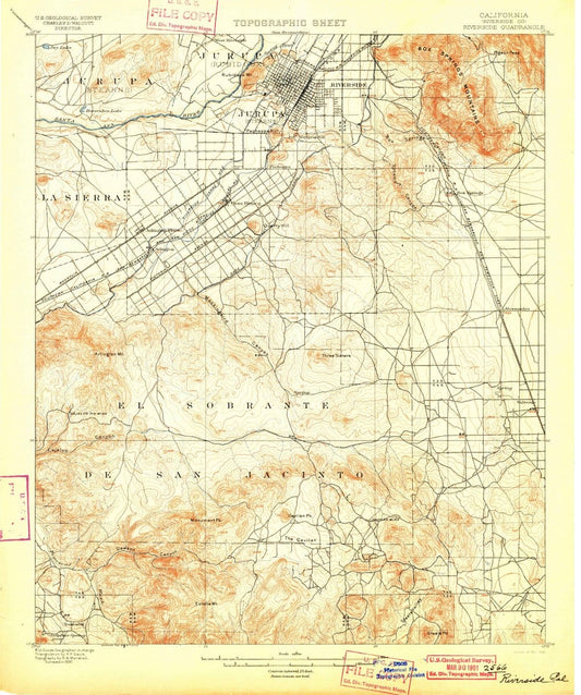 1901 Riverside, CA  - California - USGS Topographic Map