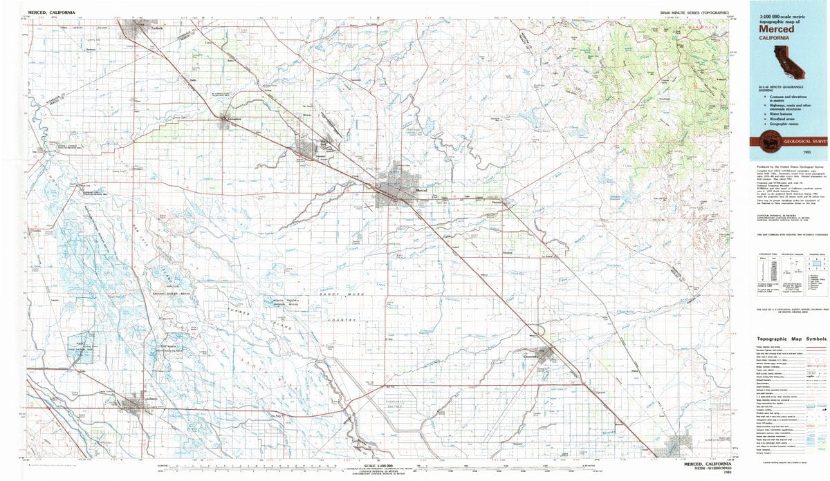 1983 Merced, CA  - California - USGS Topographic Map