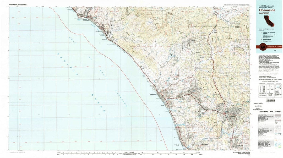 1982 Oceanside, CA  - California - USGS Topographic Map