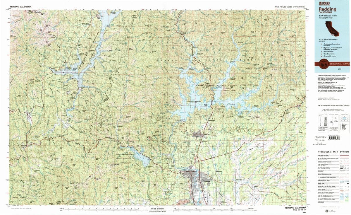 1984 Redding, CA  - California - USGS Topographic Map