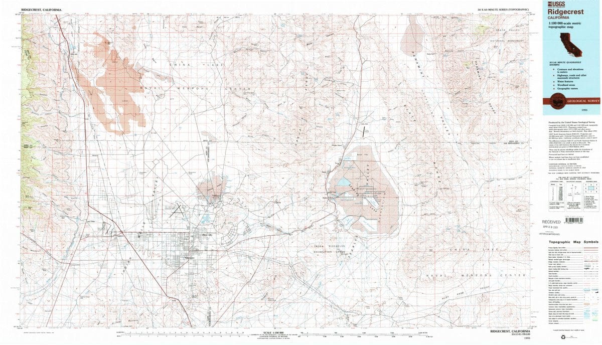 1993 Ridgecrest, CA  - California - USGS Topographic Map