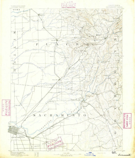 1891 Sacramento, CA  - California - USGS Topographic Map