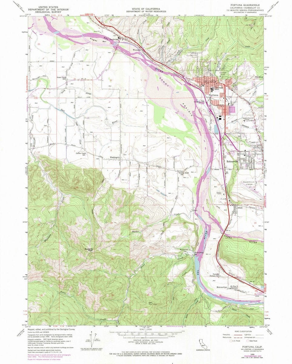 1959 Fortuna, CA  - California - USGS Topographic Map