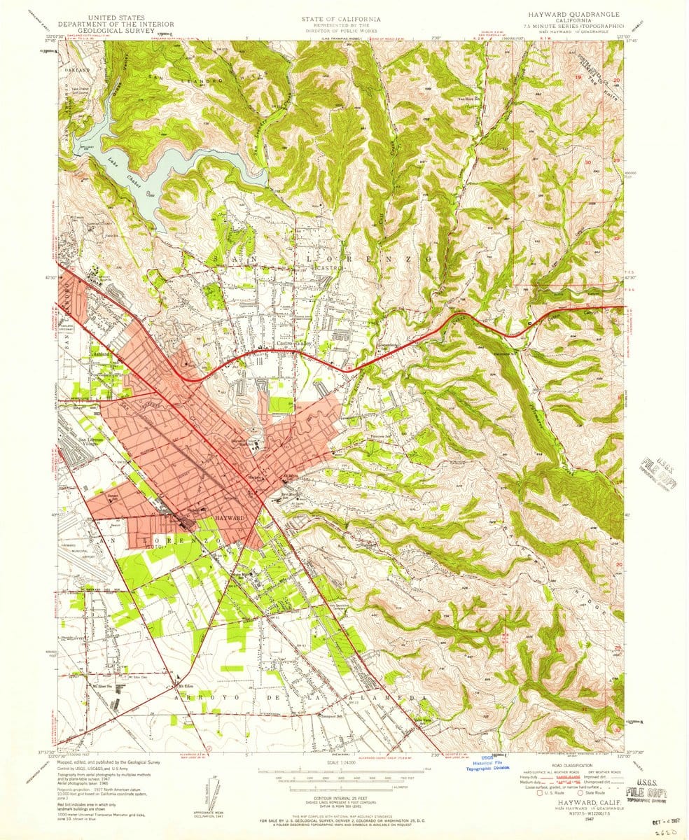 1947 Hayward, CA  - California - USGS Topographic Map