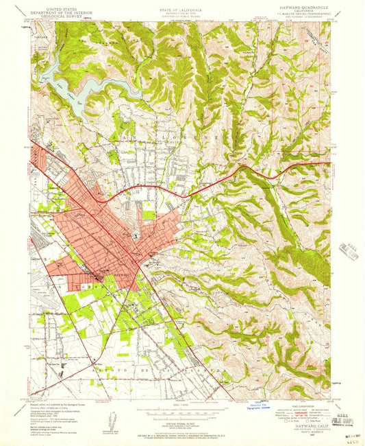1947 Hayward, CA  - California - USGS Topographic Map