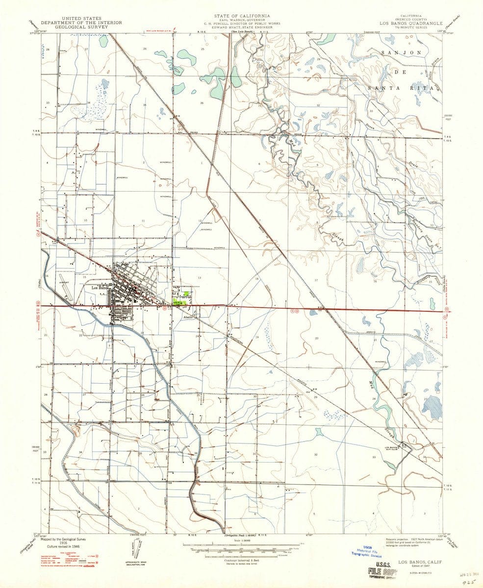 1947 Los Banos, CA  - California - USGS Topographic Map