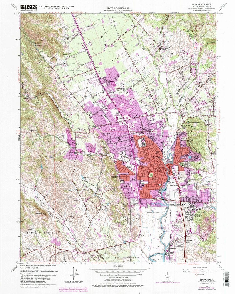 1951 Napa, CA  - California - USGS Topographic Map