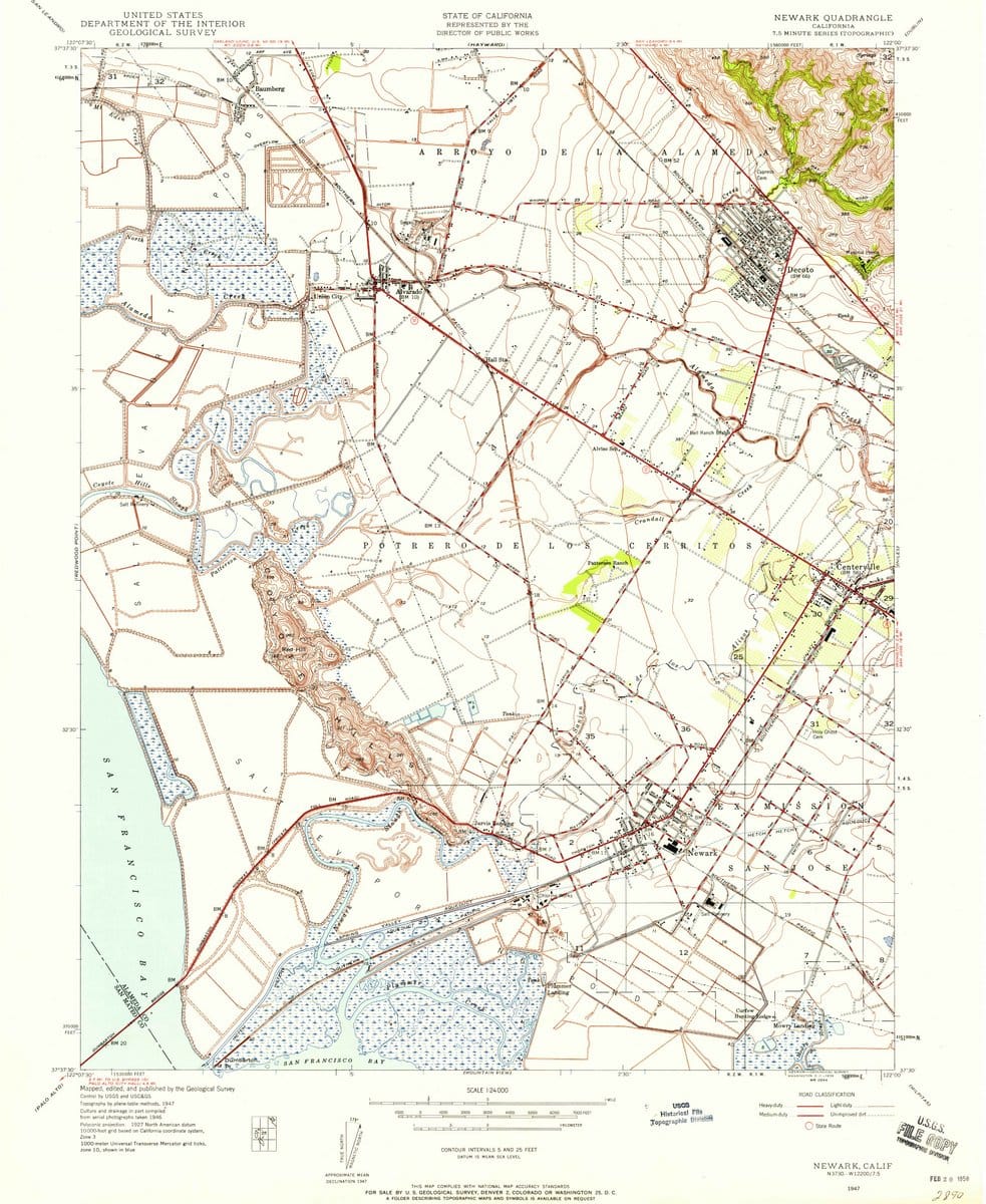 1947 Newark, CA  - California - USGS Topographic Map
