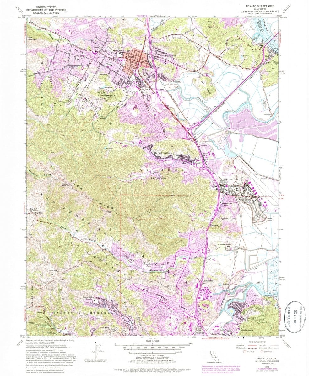 1954 Novato, CA  - California - USGS Topographic Map
