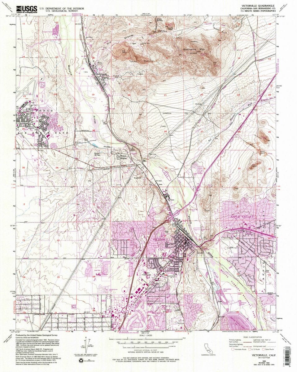 1956 Victorville, CA  - California - USGS Topographic Map v2