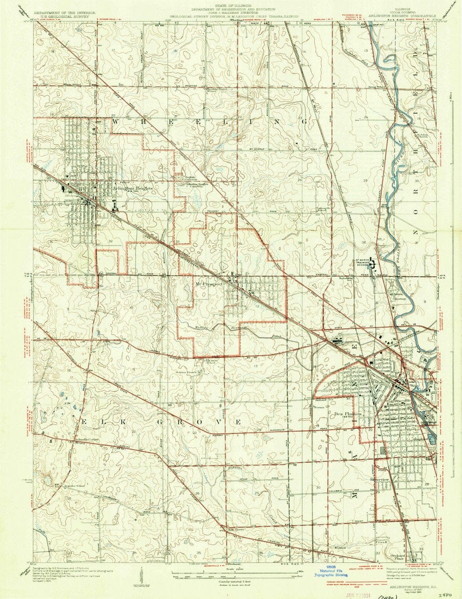 1927 Arlington Heights, IL  - Illinois - USGS Topographic Map