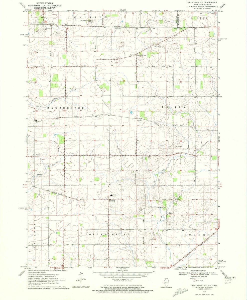 1970 Belvidere, IL  - Illinois - USGS Topographic Map