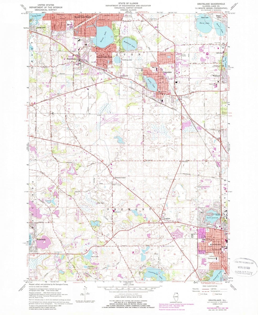 1960 Grayslake, IL  - Illinois - USGS Topographic Map