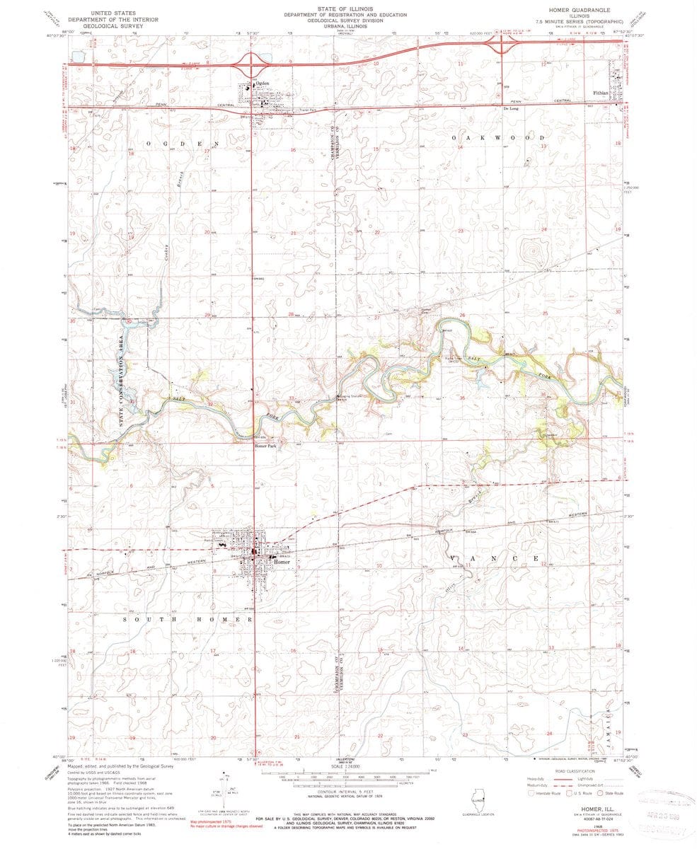 1968 Homer, IL  - Illinois - USGS Topographic Map