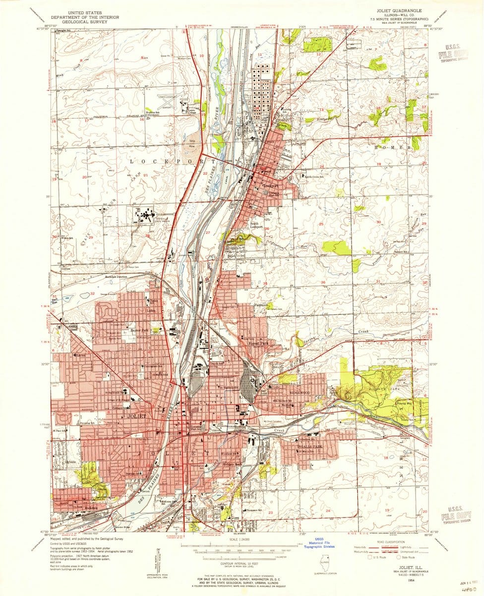 1954 Joliet, IL  - Illinois - USGS Topographic Map