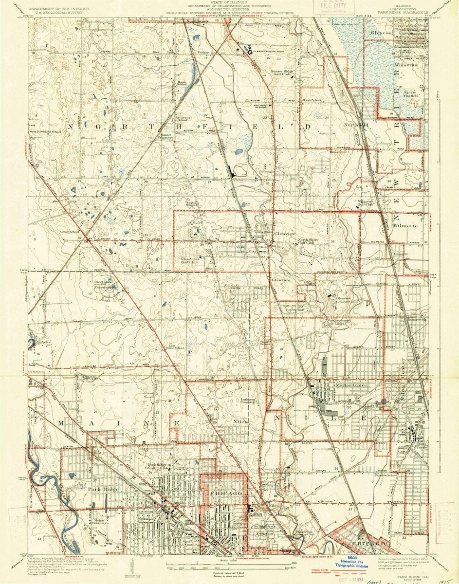 1929 Park Ridge, IL  - Illinois - USGS Topographic Map