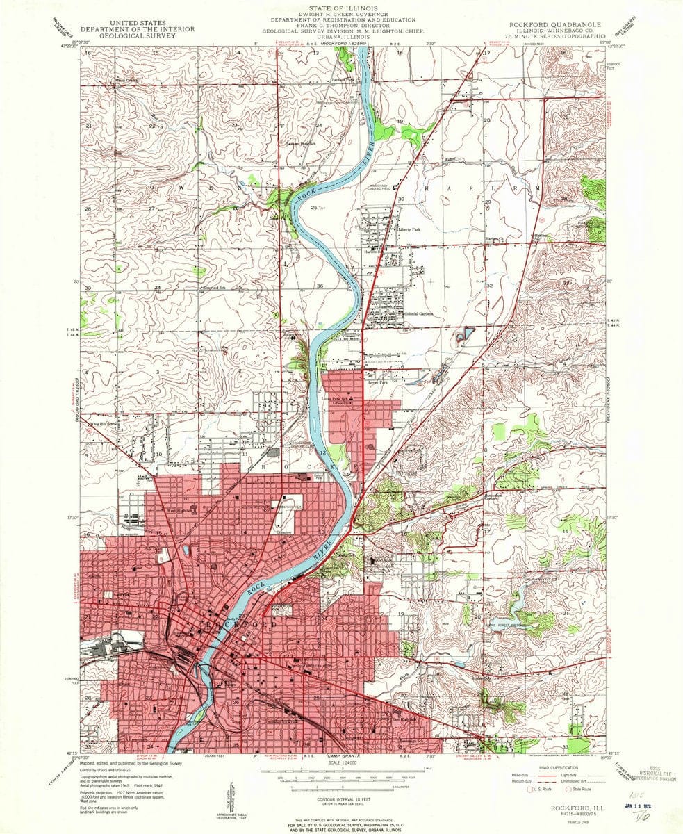 1949 Rockford, IL  - Illinois - USGS Topographic Map