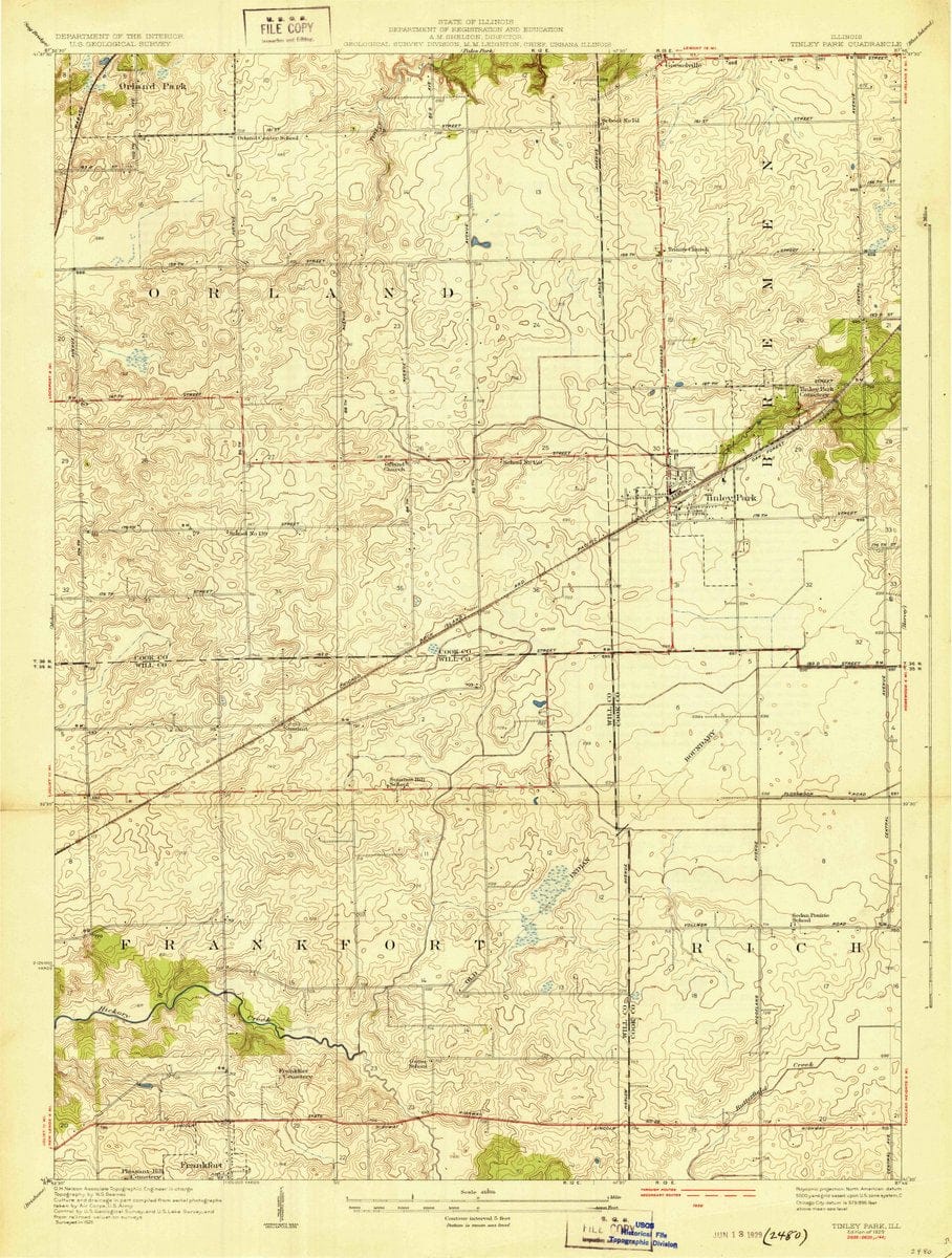 1929 Tinley Park, IL  - Illinois - USGS Topographic Map