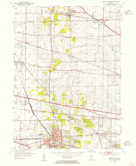 1953 West Chicago, IL  - Illinois - USGS Topographic Map