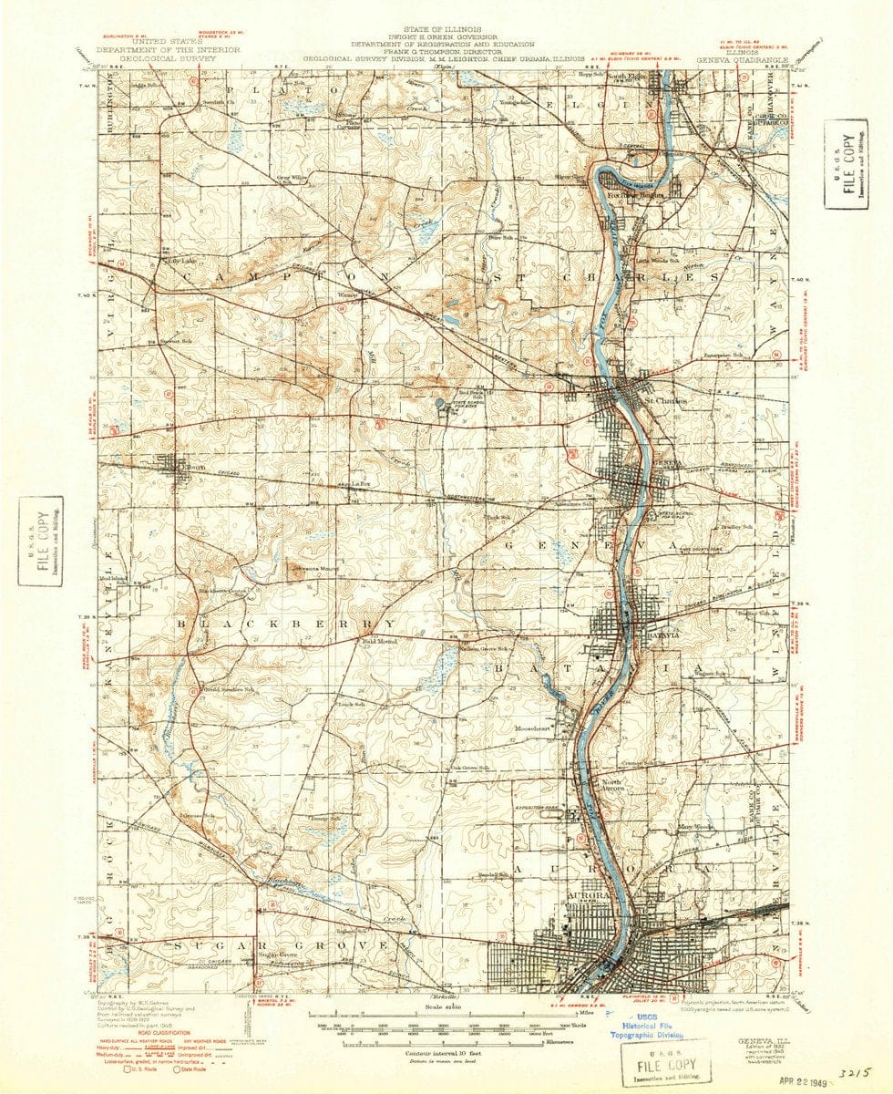 1932 Geneva, IL  - Illinois - USGS Topographic Map