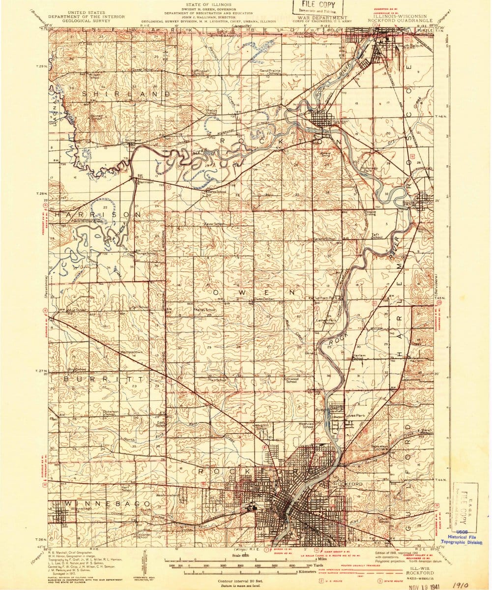 1918 Rockford, IL  - Illinois - USGS Topographic Map