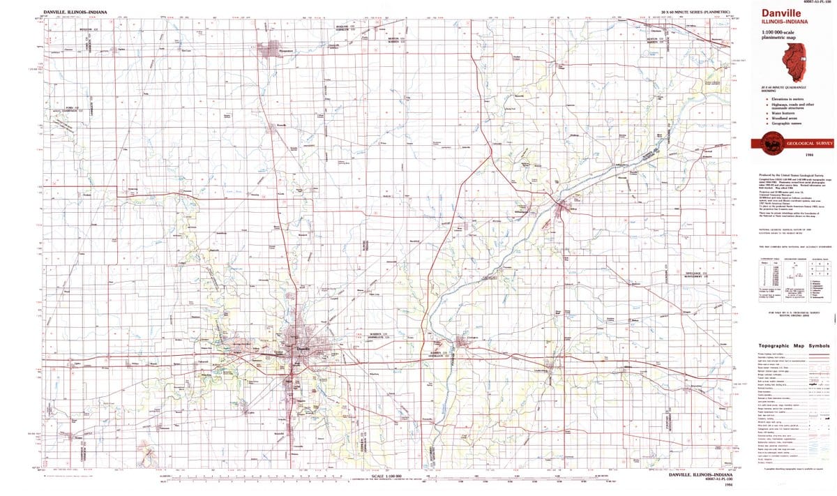 1984 Danville, IL  - Illinois - USGS Topographic Map