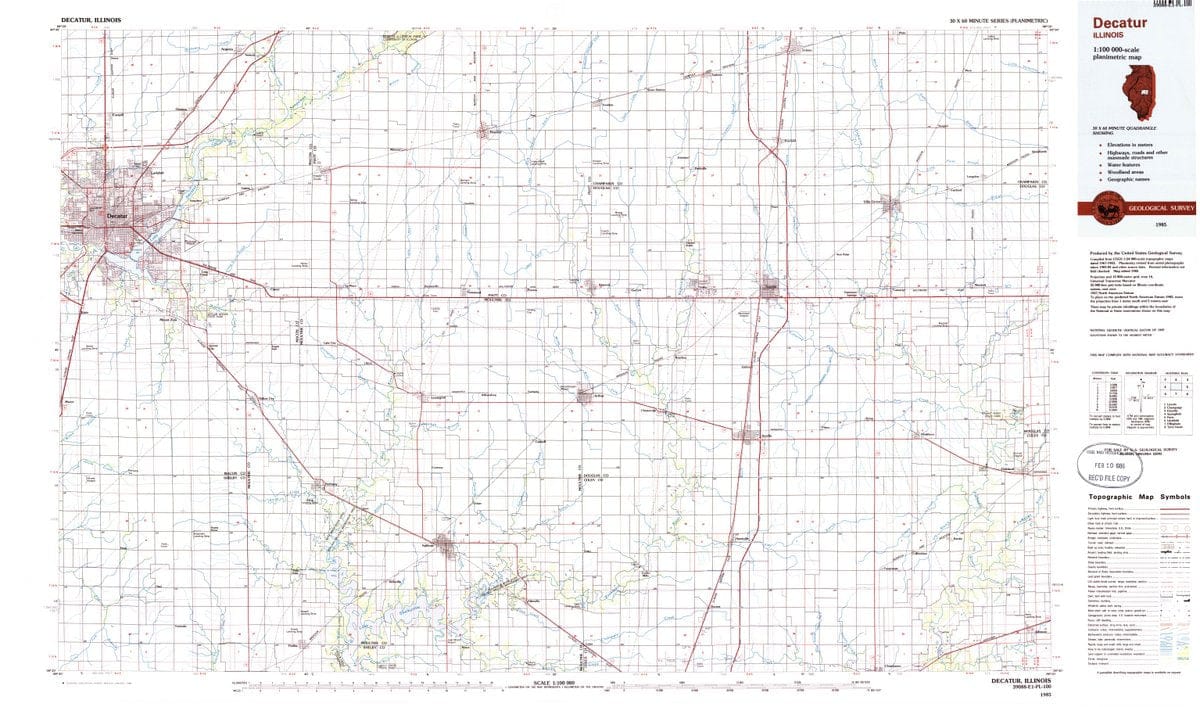 1985 Decatur, IL  - Illinois - USGS Topographic Map