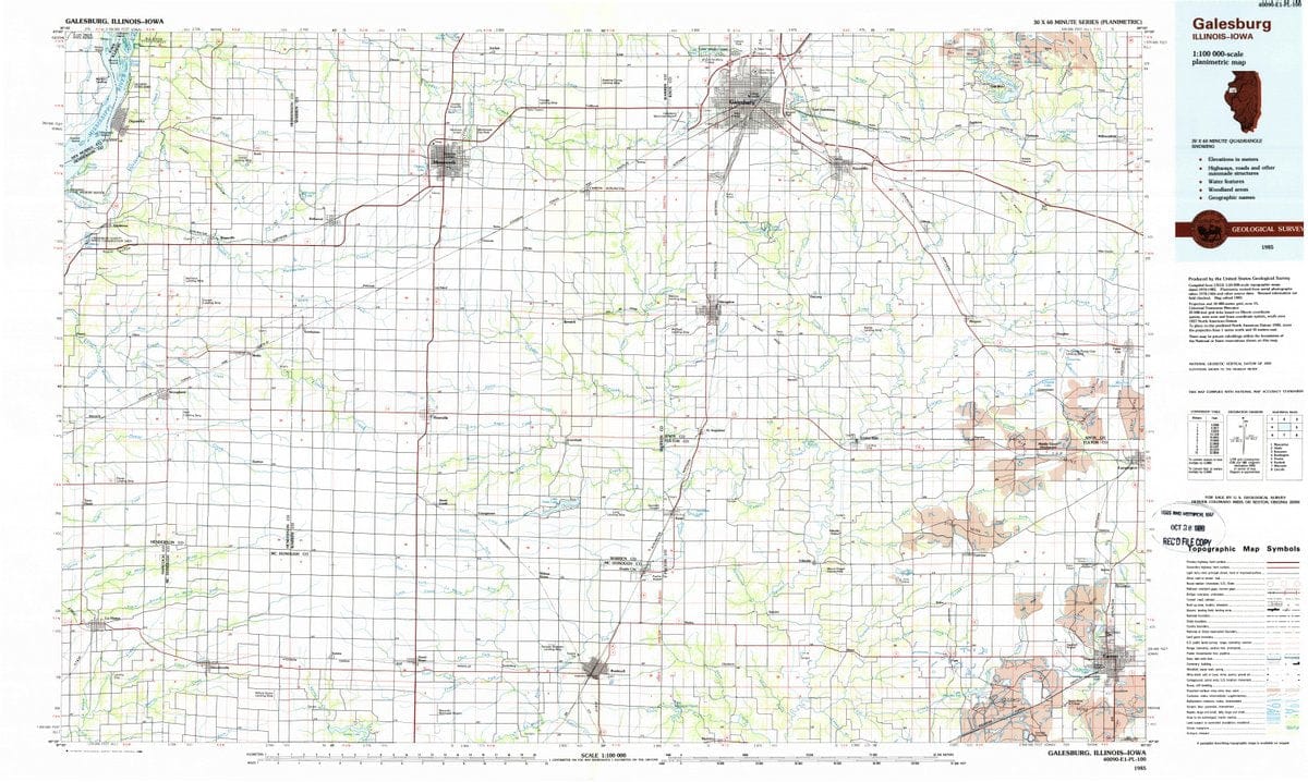 1985 Galesburg, IL  - Illinois - USGS Topographic Map