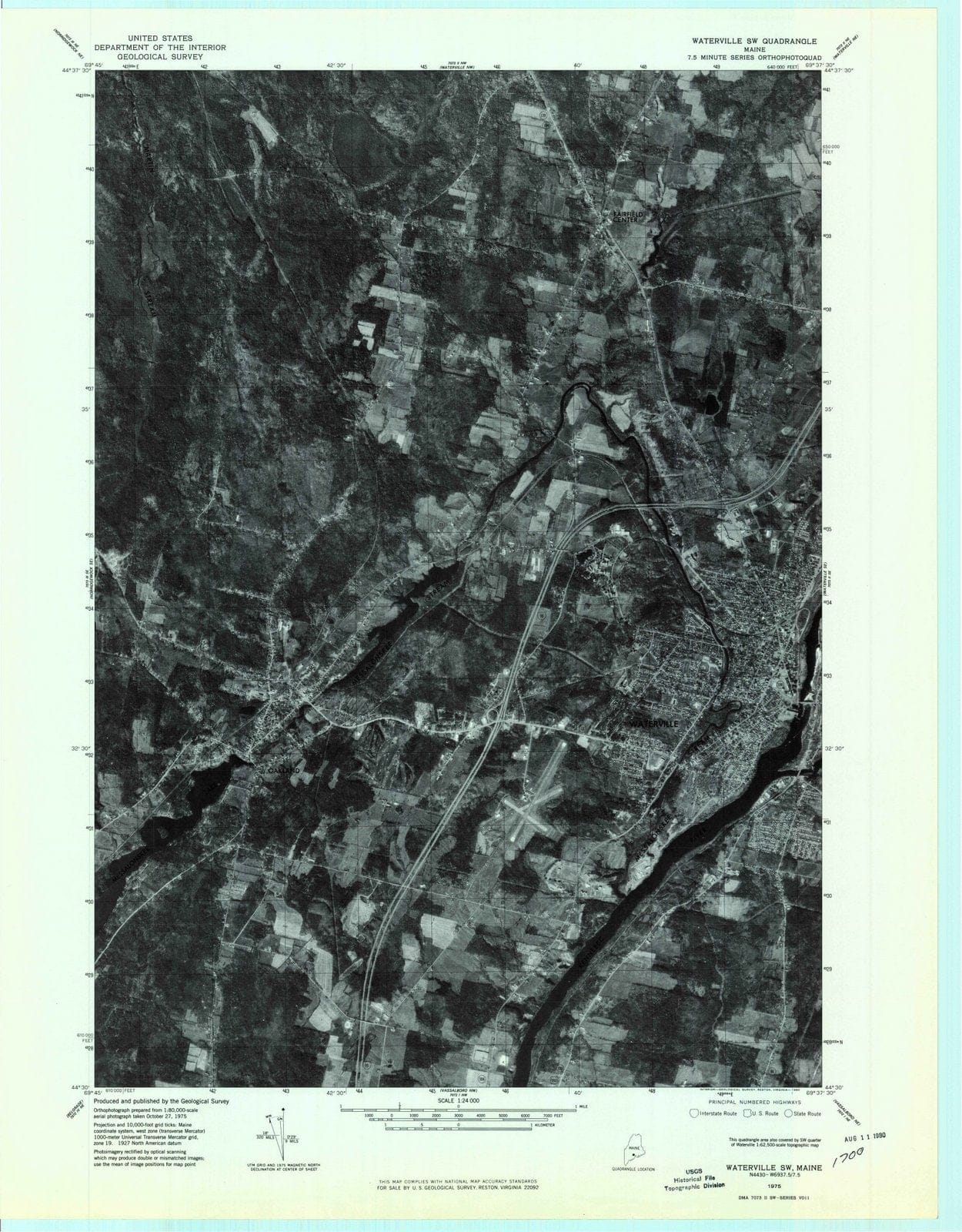 1975 Waterville SW, ME  - Maine - USGS Topographic Map