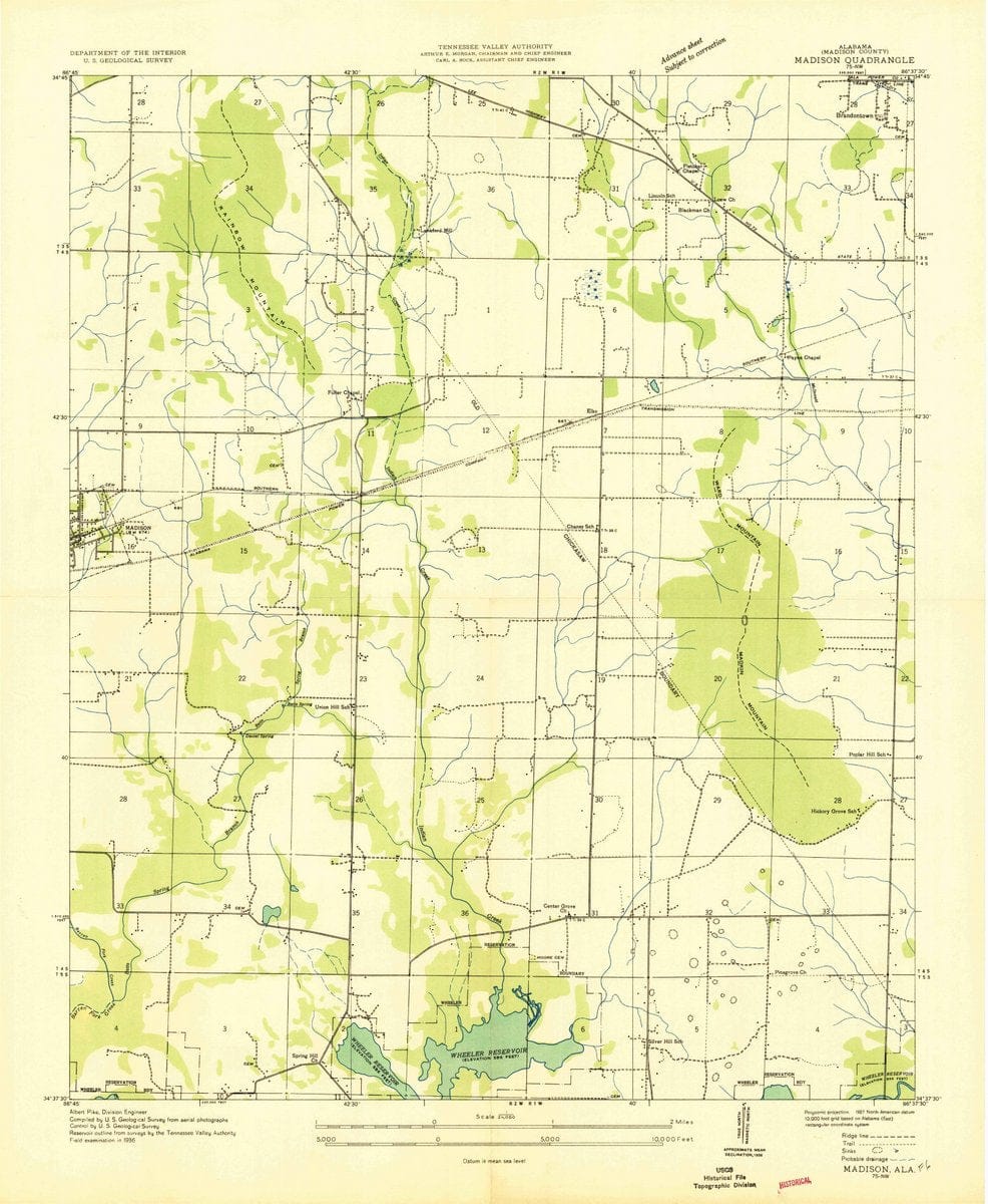 1936 Madison, AL  - Alabama - USGS Topographic Map