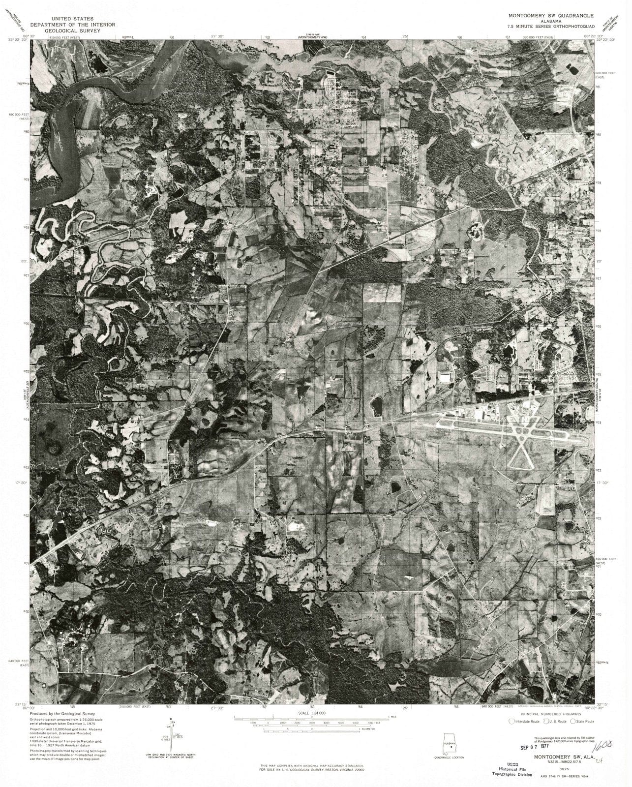 1975 Montgomery SW, AL  - Alabama - USGS Topographic Map