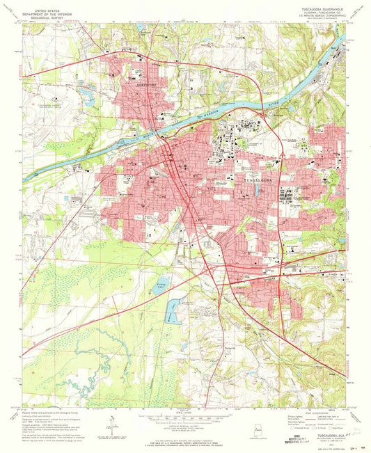 1971 Tuscaloosa, AL  - Alabama - USGS Topographic Map