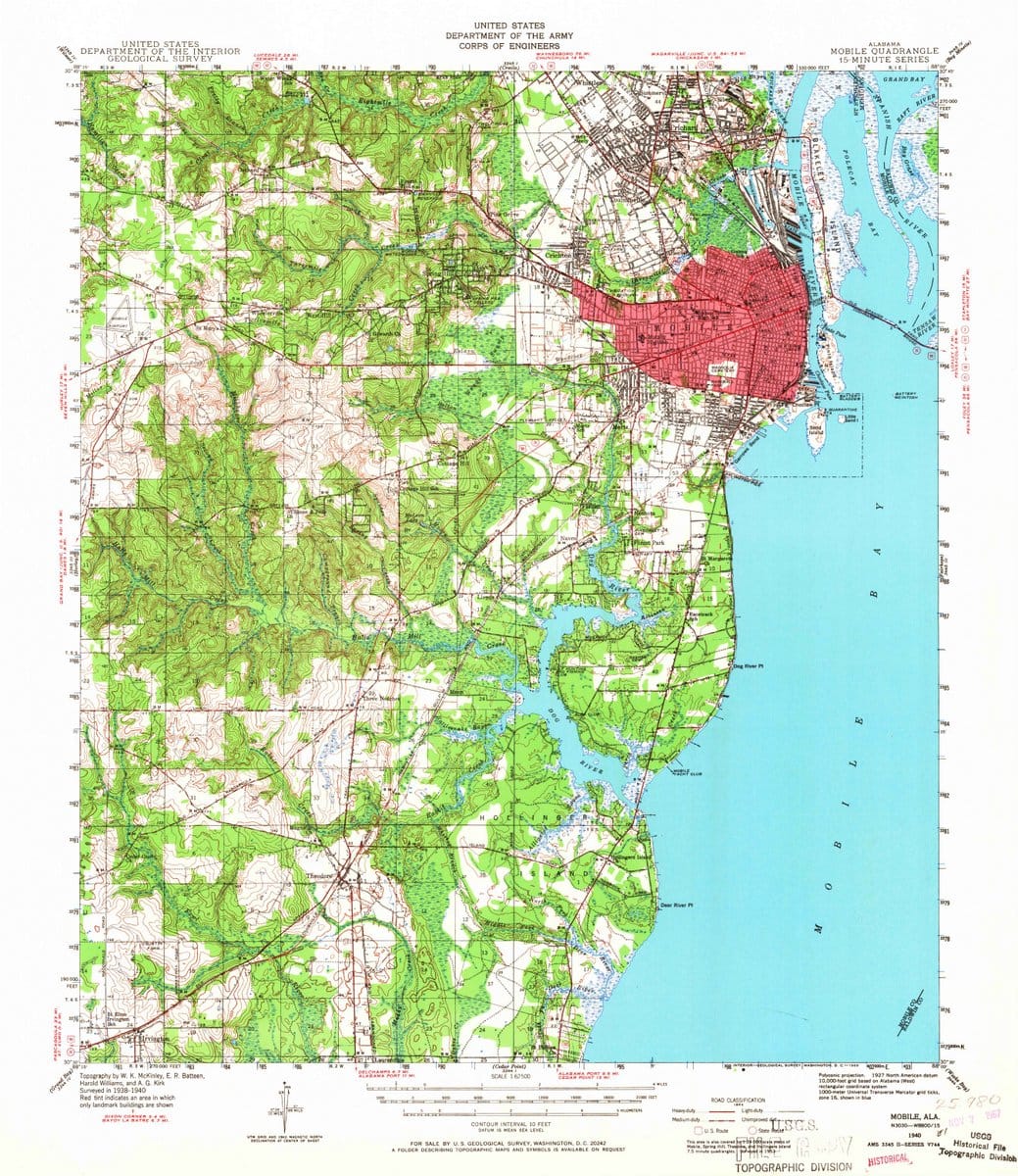 1940 Mobile, AL  - Alabama - USGS Topographic Map v2