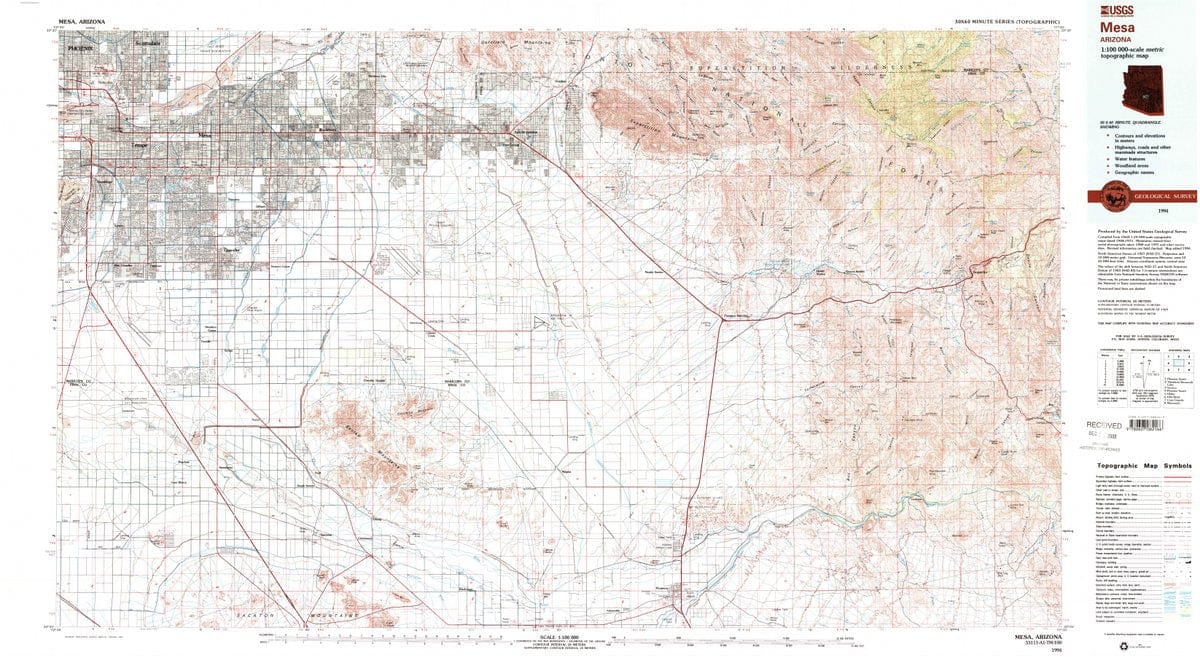 1994 Mesa, AZ  - Arizona - USGS Topographic Map