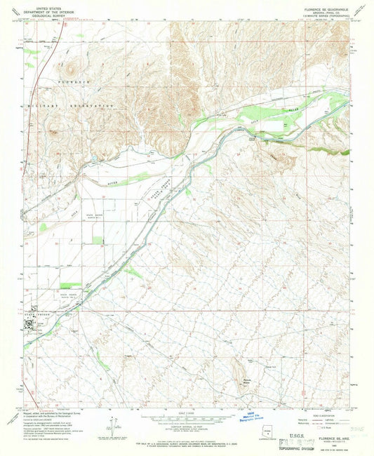 1965 Florence, AZ  - Arizona - USGS Topographic Map