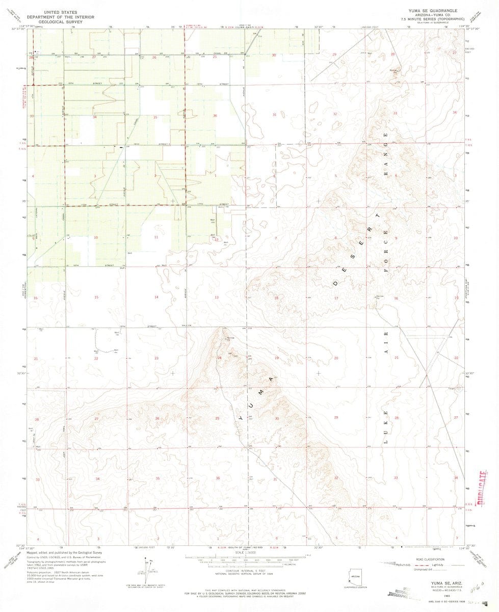 1965 Yuma SE, AZ  - Arizona - USGS Topographic Map
